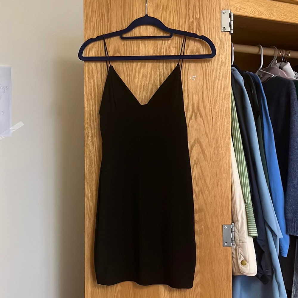 Black Bodycon Strap V-Neck Dress
